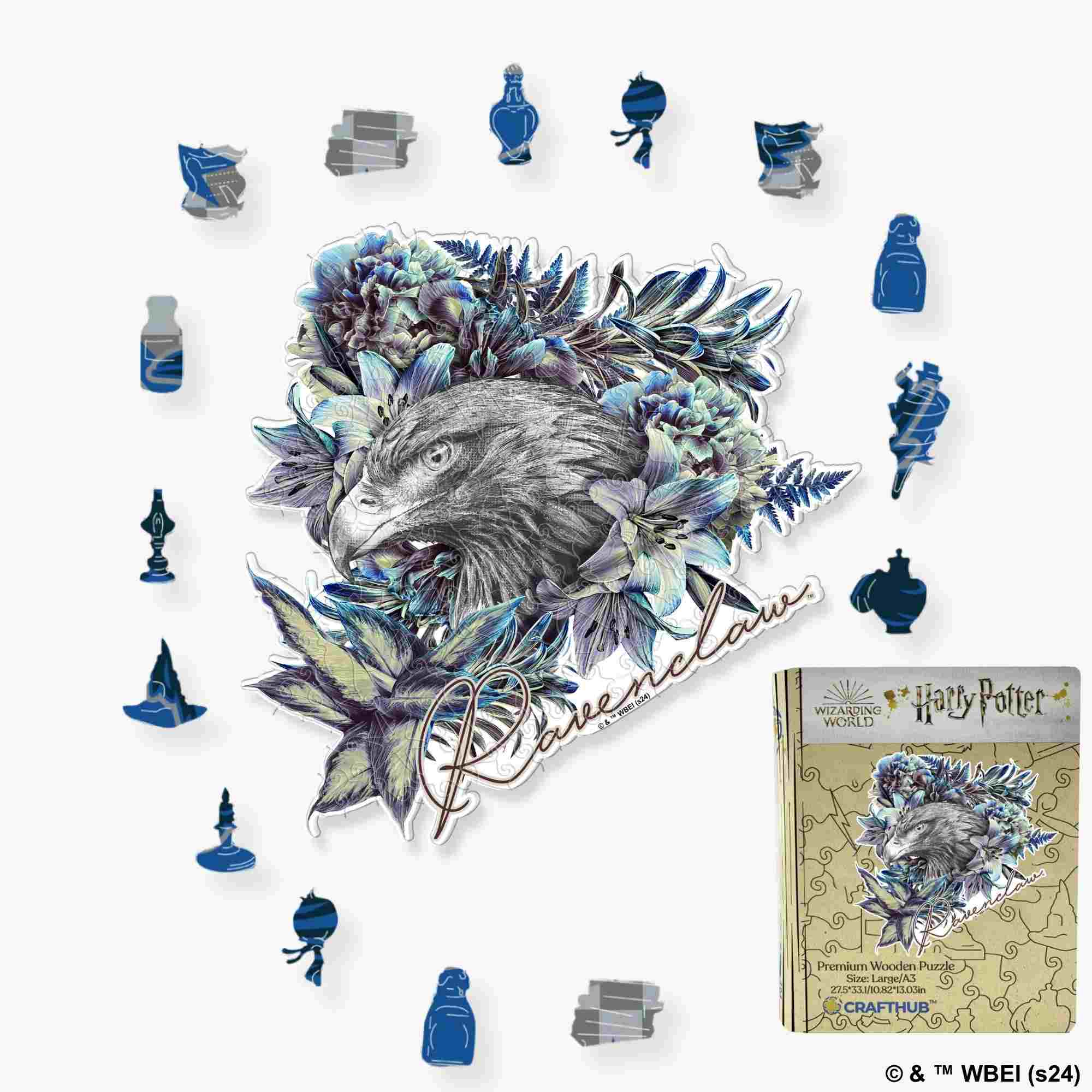 Animal Jigsaw Puzzle > Wooden Jigsaw Puzzle > Jigsaw Puzzle A3 Ravenclaw Crest - Utilitarian Romance Wooden Jigsaw Puzzle