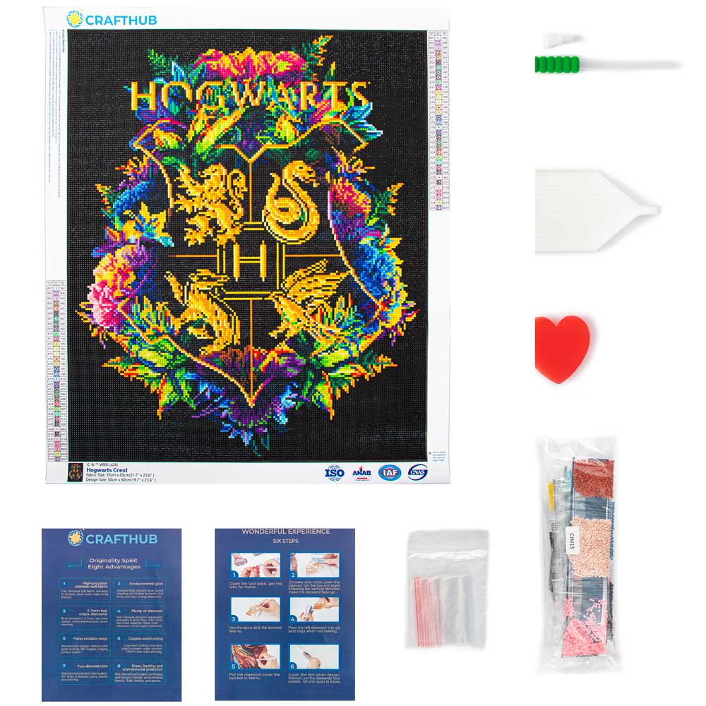 19.7" x 23.6" / 50cm x 60cm Hogwarts Crest - Diamond Painting Kit