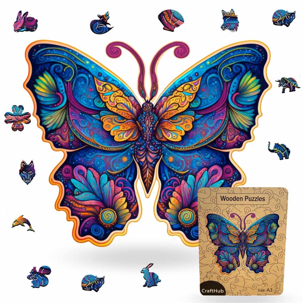 Animal Jigsaw Puzzle > Wooden Jigsaw Puzzle > Jigsaw Puzzle A3+Drewniane pudełko Galaxy Butterfly - Jigsaw Puzzle