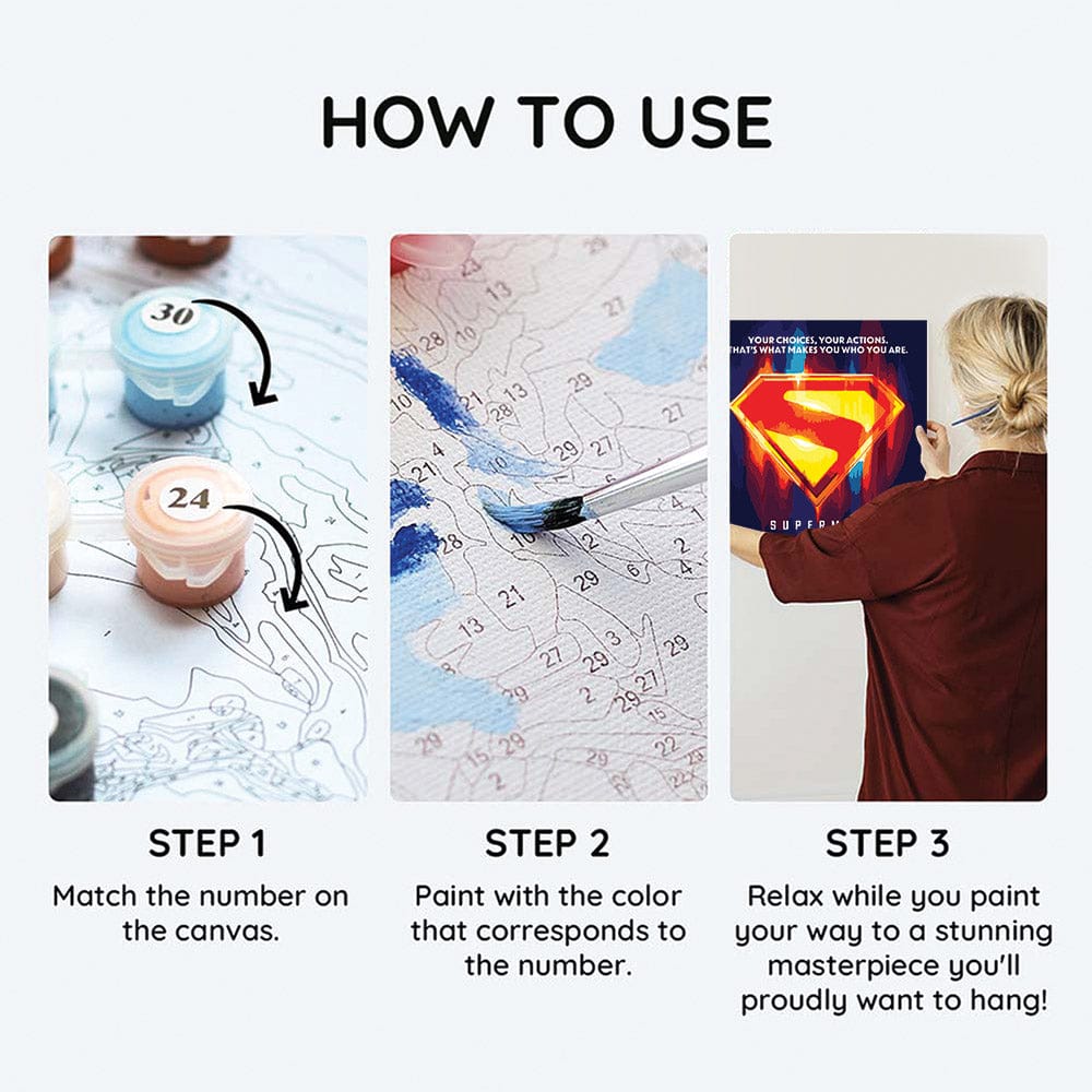 Painting By Numbers Kits 9.8" x 9.8" (25x25cm) Superman Logo - Paint By Numbers Kit