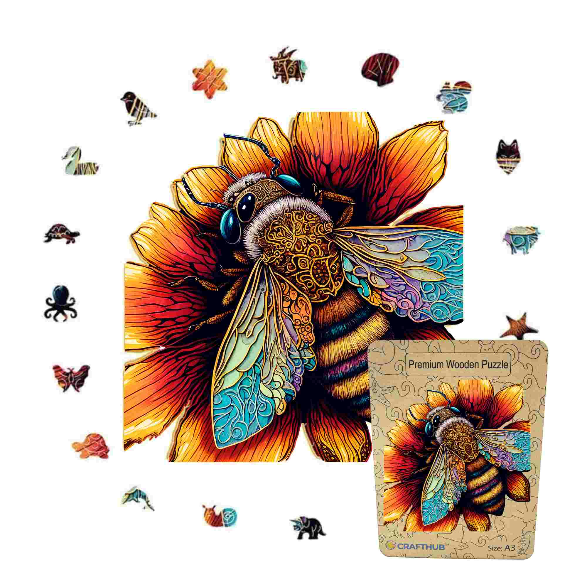 Animal Jigsaw Puzzle > Wooden Jigsaw Puzzle > Jigsaw Puzzle A3+Drewniane pudełko Bee - Jigsaw Puzzle