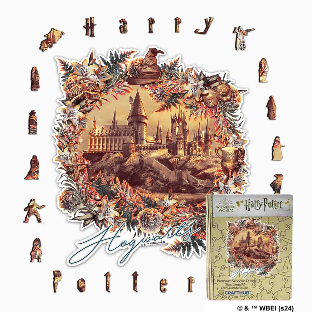 Animal Jigsaw Puzzle > Wooden Jigsaw Puzzle > Jigsaw Puzzle A2 + Drewniane pudełko na prezent Harry Potter - Hogwarts Castle - Utilitarian Romance Wooden Jigsaw Puzzle