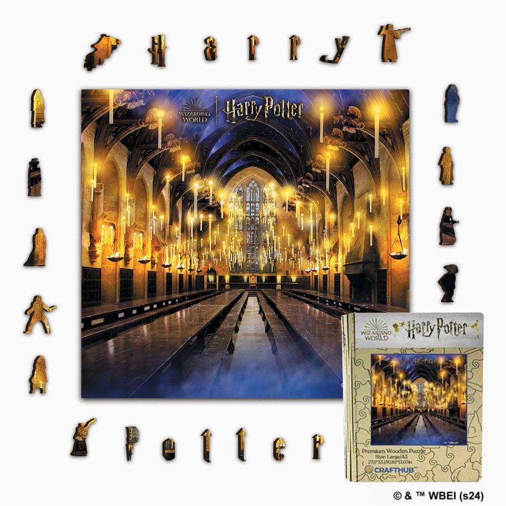 Animal Jigsaw Puzzle > Wooden Jigsaw Puzzle > Jigsaw Puzzle A2 + Drewniane pudełko na prezent Harry Potter The Great Hall Wooden Jigsaw Puzzle