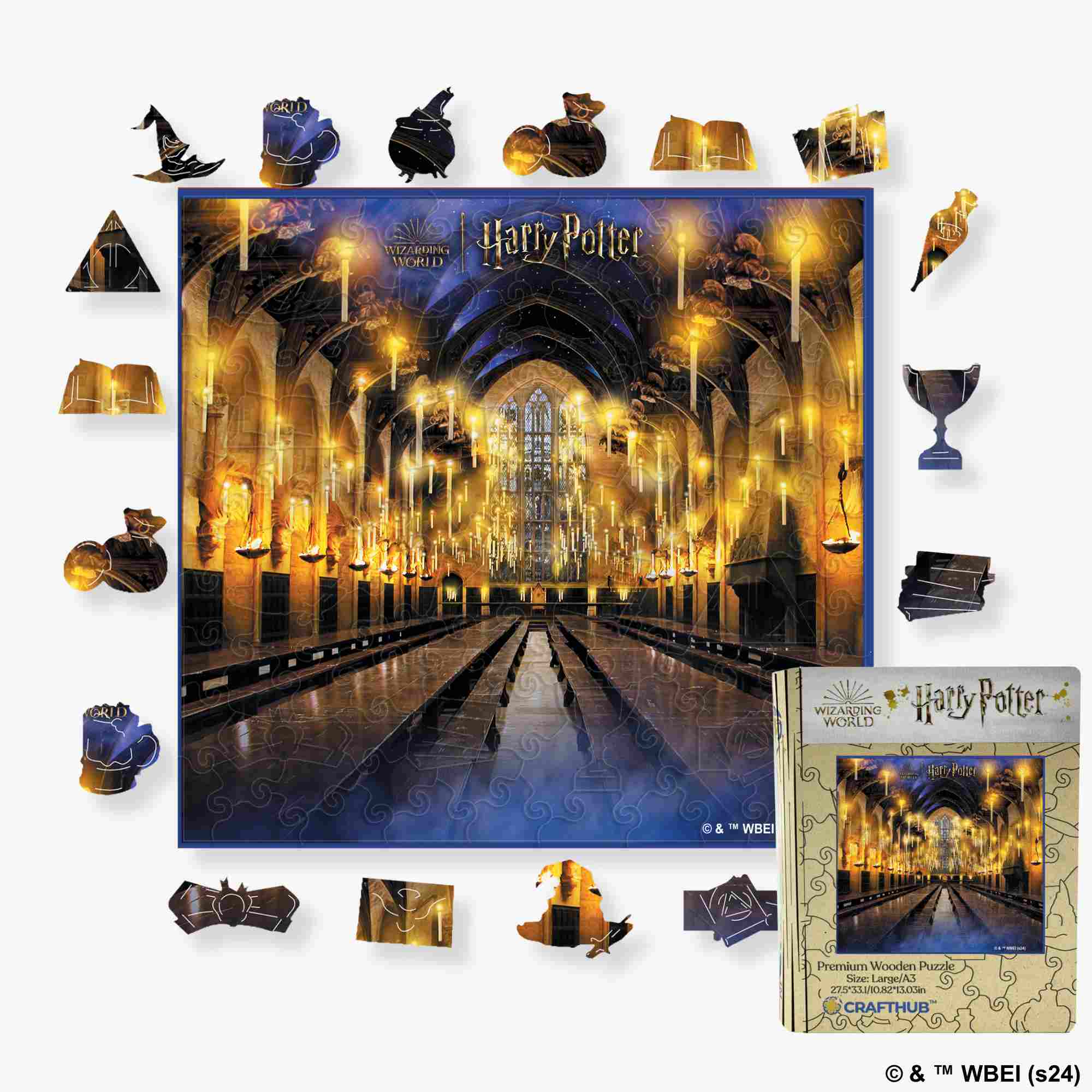 Animal Jigsaw Puzzle > Wooden Jigsaw Puzzle > Jigsaw Puzzle A4 + Drewniane pudełko na prezent Harry Potter - The Great Hall Wooden Jigsaw Puzzle