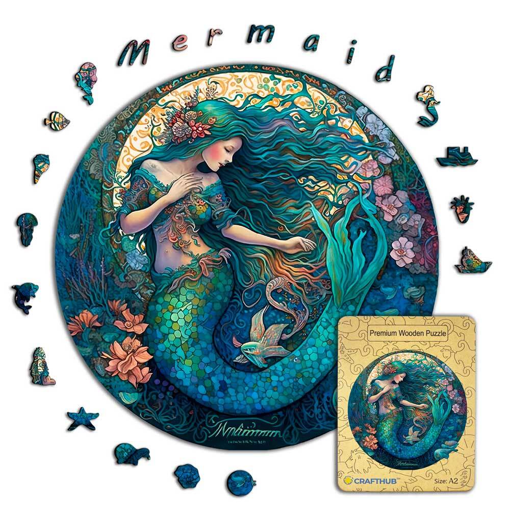 Animal Jigsaw Puzzle > Wooden Jigsaw Puzzle > Jigsaw Puzzle A2 + Drewniane pudełko Mermaid - Jigsaw Puzzle