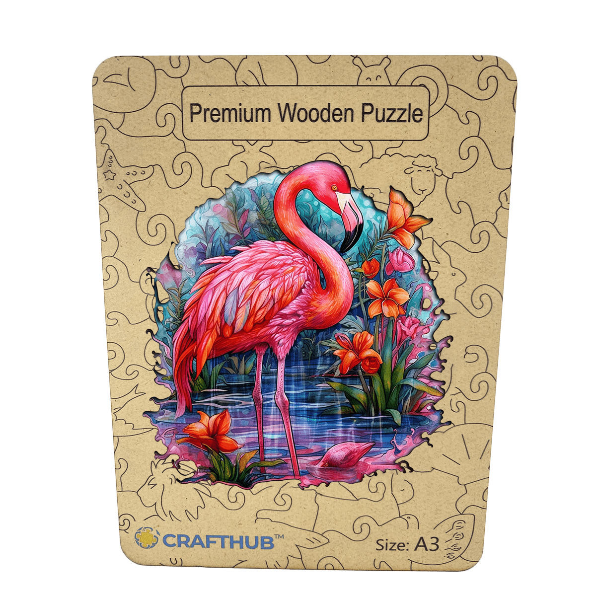 Animal Jigsaw Puzzle > Wooden Jigsaw Puzzle > Jigsaw Puzzle A3+Drewniane pudełko Flamingo - Jigsaw Puzzle