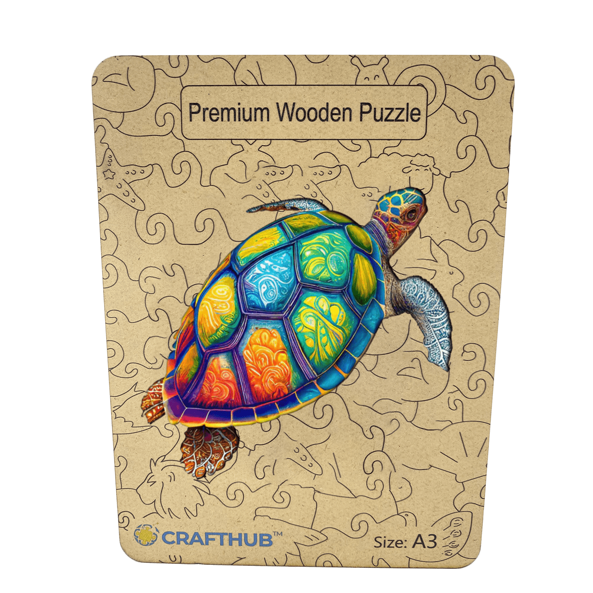 Animal Jigsaw Puzzle > Wooden Jigsaw Puzzle > Jigsaw Puzzle A3+Drewniane pudełko Colorful Turtle - Jigsaw Puzzle