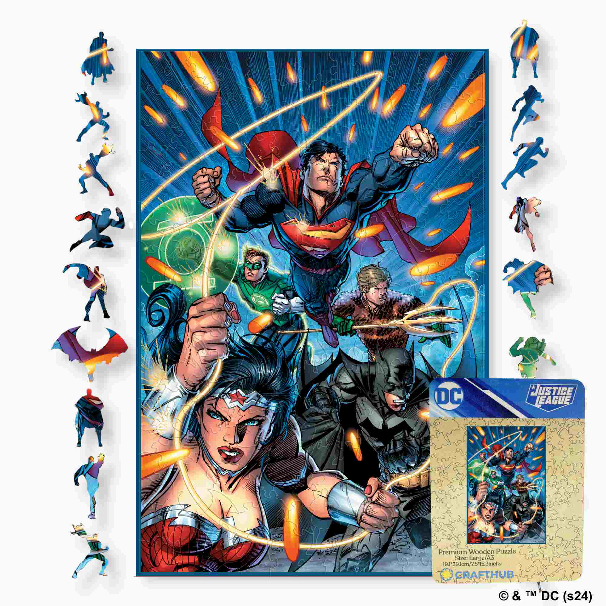 Animal Jigsaw Puzzle > Wooden Jigsaw Puzzle > Jigsaw Puzzle A4 + Wooden Gift Box Justice League Heroes Assemble - The Battle Begins Wooden Jigsaw Puzzle